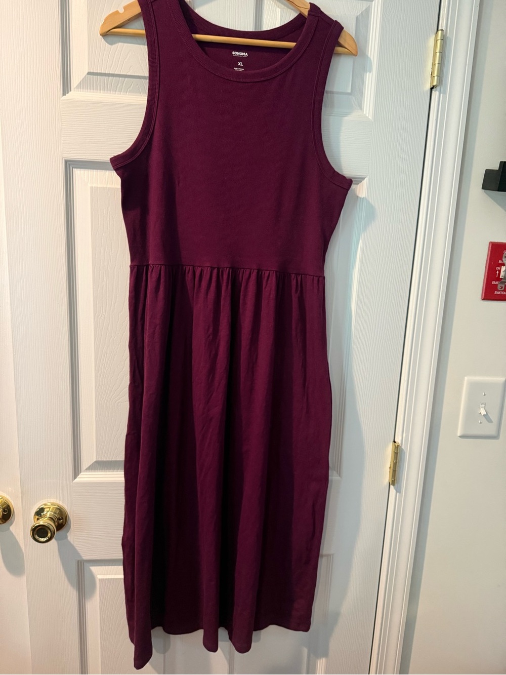 Sonoma Burgundy Wine Ribbed Sleeveless Midi Dress XL